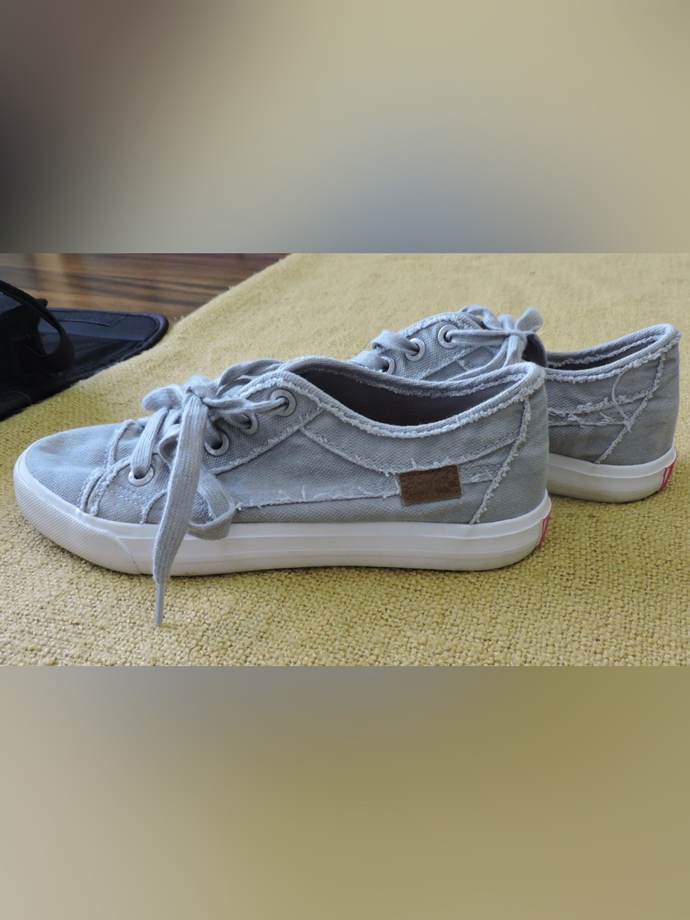Blowfish Gray Canvas Low-Top Sneaker with Red Logo